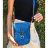Blue Genuine Leather Cross Bag handmade in Egypt & available at Jozee Boutique.