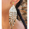 White, Black & Gold Beaded Earrings handmade in Egypt & available in Jozee Boutique