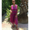 Purple & Green Viscose Midi Sleeveless Dress Handmade in Egypt & available in Jozee boutique