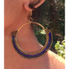 Blue, Black & Gold Beaded Copper Earrings handmade in Egypt & available in Jozee Boutique