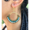 Aqua, Gold & White Beaded Copper Earrings handmade in Egypt & available in Jozee Boutique