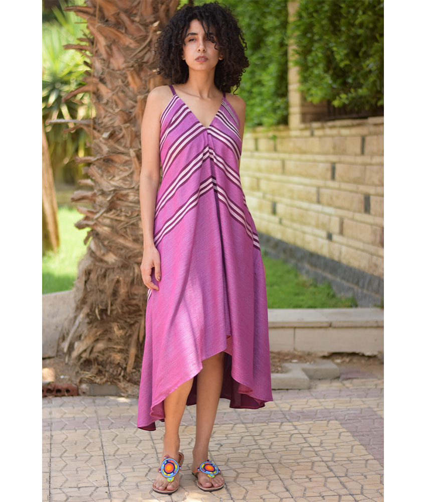 Light Purple Backless Viscose Midi Dress made in Egypt & available in Jozee boutique