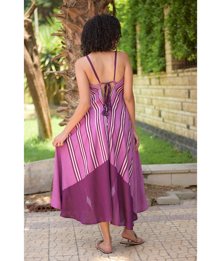 Light Purple Backless Viscose Midi Dress made in Egypt & available in Jozee boutique