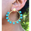 Aqua Beaded Copper Earrings handmade in Egypt & available in Jozee Boutique