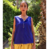 Electric Blue Linen Top handmade in Egypt & available in Jozee boutique