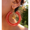 Red & White Beaded Copper Earrings handmade in Egypt & available in Jozee Boutique