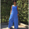 Aqua Linen Jumpsuit handmade in Egypt & available at Jozee Boutique.