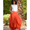 Dark Orange Linen Sherwal Skirt handmade in Egypt & available at Jozee Boutique.