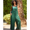 Emerald Green Linen Jumpsuit handmade in Egypt & available at Jozee Boutique.