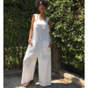White Linen Jumpsuit handmade in Egypt & available at Jozee Boutique.