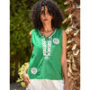 Green Siwa Embroidered Linen Top Handmade in Egypt & available at Jozee Boutique