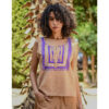 Dark Beige Siwa Embroidered Linen Top Handmade in Egypt & available at Jozee Boutique