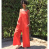 Orange Linen Jumpsuit handmade in Egypt & available at Jozee Boutique.