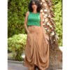 Dark Beige Linen Sherwal Skirt handmade in Egypt & available at Jozee Boutique.