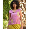 Dark rose Siwa Embroidered Linen Top Handmade in Egypt & available at Jozee Boutique
