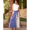 Blue & Silver Silk and Cotton Loom Woven Long Wrap Skirt handmade in Egypt & available at Jozee Boutique.