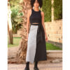 Black & Silver Silk and Cotton Loom Woven Long Wrap Skirt handmade in Egypt & available at Jozee Boutique.