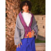 Grey & Purple Thin Wool Bolero with Silk & Cotton Loom Woven Patches handmade in Egypt & available at Jozee Boutique.