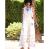 White Siwa Embroidered Linen Jumpsuit Handmade in Egypt & available at Jozee Boutique