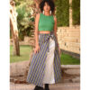 Multicolored & Silver Silk and Cotton Loom Woven Long Wrap Skirt handmade in Egypt & available at Jozee Boutique.