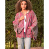 Fuchsia & Grey Handwoven Jacket handmade in Egypt & available at Jozee Boutique.