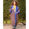 Electric Blue & Multicolored Long Double-Faced Jacket handmade in Egypt & available at Jozee Boutique.