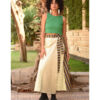 Champagne Gold & Multicolored Silk and Cotton Loom Woven Long Wrap Skirt handmade in Egypt & available at Jozee Boutique.