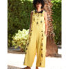 Yellow Siwa Embroidered Linen Jumpsuit Handmade in Egypt & available at Jozee Boutique