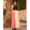 Striped Champagne Gold & Multicolored Silk and Cotton Loom Woven Long Wrap Skirt handmade in Egypt & available at Jozee Boutique.