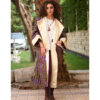 Champagne Gold & Multicolored Long Double-Faced Jacket handmade in Egypt & available at Jozee Boutique.