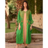 Green Siwa Embroidered Handwoven Linen Cardigan handmade in Egypt & available at Jozee Boutique.
