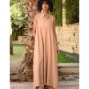 Dark Beige Linen Japanese Dress made in Egypt & available in Jozee boutique