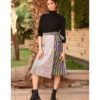 Grey & Multicolored Silk and Cotton Loom Woven Midi Wrap Skirt handmade in Egypt & available at Jozee Boutique.