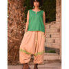Dark beige Siwa Embroidered Linen Harem Pants Handmade in Egypt & available at Jozee Boutique