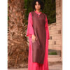 Fuchsia & Brownish Silk & Cotton Loom Woven Long Sleeve Tunic handmade in Egypt & available at Jozee Boutique.