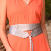 Silver Silk & Cotton Loom Woven Double Wrap Belt handmade in Egypt and available at Jozee Boutique