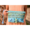 Blue Beaded Saint Catherine Embroidered Pouch handmade in Egypt & available in Jozee boutique