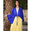 Electric Blue Linen Bolero made in Egypt & available at Jozee Boutique.