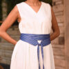 Blue & Silver Silk & Cotton Loom Woven Double Wrap Belt handmade in Egypt and available at Jozee Boutique