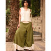 Apple green Flowy Pants with off white Patches handmade in Egypt & available in Jozee boutique