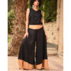 Black Flowy Pants with Camel Patches handmade in Egypt & available in Jozee boutique