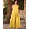 Mustard Flowy Jumpsuit/Dress handmade in Egypt & available at Jozee Boutique.