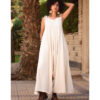Off White Flowy Jumpsuit/Dress handmade in Egypt & available at Jozee Boutique.