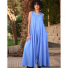 Blue Denim Flowy Jumpsuit/Dress handmade in Egypt & available at Jozee Boutique.