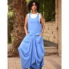 Blue Denim Linen Sleeveless Salodress handmade in Egypt & available at Jozee boutique