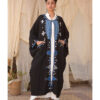 Black Siwa Embroidered Handwoven Linen Cardigan handmade in Egypt & available at Jozee Boutique.