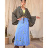 Denim Blue Siwa Embroidered Linen Wrap Skirt handmade in Egypt & available at Jozee Boutique.