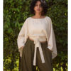 Off White Kimono Linen Top handmade in Egypt & available at Jozee Boutique.