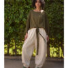 Off White Wide Leg Linen Frayed Pants handmade in Egypt & available at Jozee Boutique.