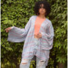 Baby Blue & Red handwoven Egyptian cotton cardigan handmade in Egypt & available at Jozee Boutique.